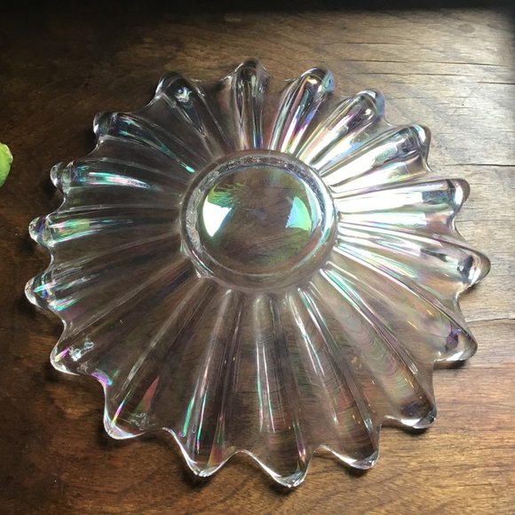 Vintage Iridescent Display Dish Bowl Flower Petal Design - Picture 7 of 9